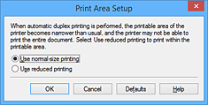 Imagen: cuadro de diálogo Configuración del área de impresión